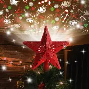 Christmas Tree Topper Lighted with 6 Projection Pattern -Star Tree Topper Built-