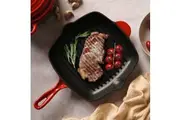 Gourmet Kitchen Cast Iron Square Grill Pan 28cm Black Cherry Red