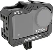 Nitze Cage for DJI Osmo Action 4 / Osmo Action 3 with Built-in Magnetic Quick Release Adapter and Built-in Cold Shoes - T-D01A