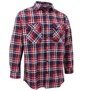 Men's 100% Cotton Flannelette Shirt Long Sleeve Plaid Check Flannel w Pockets - Heritage Red Plaid