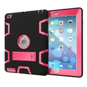MCC Stylish Shockproof iPad mini 4 Case Cover Heavy Duty 3-in-1 Kids Apple [Black+Magenta]