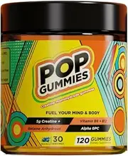 2 Pack (2 month supply) Pop Creatine Gummies with 5g Creatine, Alpha GPC, Betaine, Vitamin B6, B12, to support Mental and Physical Performance, Berry flavour, 240 gummies.