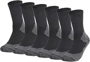 [Fitliva] Work Socks for Men Cotton Cushioned Boot Socks Ankle Support(6 Pairs)