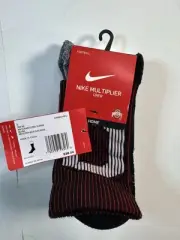Nike Multiplier Ohio State Buckeyes Home & Away Black/Gray Size Lg 2 Pairs Socks