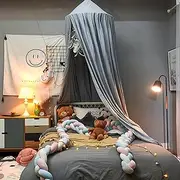 Bed Canopy for Kids Soft Breathable Bed Curtain Canopy Round Dome Canopy Bed Cover Decorative Princess Hanging Canopy Oversized Large Curtain Canopy with Hook Adhesive for Bedrooms Reading Room PoUYWH