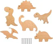 Animal Drawer Pulls, 6pcs Decorative Dinosaur Dresser Knobs | Kids Bedroom Drawer Pulls | Wooden Decorative Baby Closet Knobs for Nursery Or Toddler Room | Unique Wooden Dinosaur-Themed Knobs