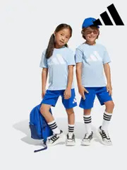 adidas Blue 100% Cotton Top & Shorts Set (E37142) | $58
