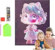 Gem Art Painting Kit,Art Painting Kit - Gem Art Crafts, 3D Anime Girl Gem Art Kit, Art Project Kits, Gem Dots Paintings Kit