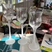 Partylite Frosted Stem Glass Votive Tealight holders set of 4 P9248 Vtg.