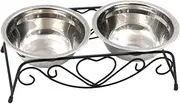 Hohopeti Double Stainless Steel Pet Food Bowls Raised Cat Dog Feeder for Food and Water Easy to Clean Smooth Edges for Comfort and Safety