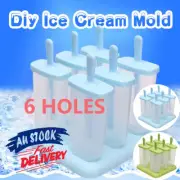 Silicone Ice Cream Mould Block /6 Cavity Frozen Molds Icy Pole Jelly Popsicle