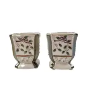 Yankee Candle Votive Candle Holder Christmas Holiday Sprig Porcelain Set of 2
