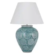 Hannah Modern Table Desk Lamp Light Fabric Ceramic Blue White Gloss