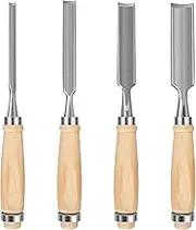 4Pcs Wood Carving Gouges Half-Round Chisel Carbon Steel Woodworking Chisel Woodworking Tool Set 1/4inch 1/2inch 3/4inch 1inch Half-Circle Chisel Tool for Wood Engraving Carpenter(suit)