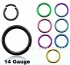 1pc. 14G 5/16"-1/2" Anodized Steel Segment Ring Hoop Earrings Nose Septum Labret