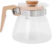 Pour Over Coffee Pot 600ml Glass Carafe with Wooden Lid Heat, Non Slip Base, Clear ml Scale for Home Office