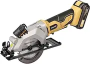 [Inequalit] 4-1/2 Inch Mini Circular Saw, 3400 RPM Cordless Circular Saw with Laser Guide, Rip Guides, 2 Blades (24T Wood + 60T Metal), Max Cutting Depth 1-11/16" (90°), 1-1/8" (45°)"