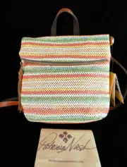 Patricia Nash Luzille Spanish Coral/Multi Zig Zag Woven Backpack---NWT