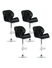 [Artiss] Kitchen Chairs Leather Bar Stools x4 in Black