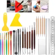 26 Piece Carving Sculpting Tool Set Pottery Plastic Dotting Scraper Roller Brush