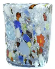 Murano Glass Shot Tumblers Blue Yellow Red Hand Made Millefiori