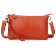 Nevenka Leather Clutch Small Envelope Crossbody Bags for Women-Orange