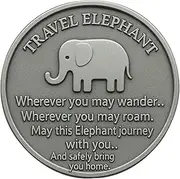 Travel Turtle Coin, Travel Turtle/Elephant Pocket Hug Tokens, Commemorative Gift with Blessing Poems Engraved on Both Sides, Travel Lovers