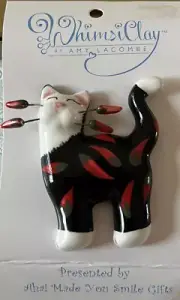 Amy Lacombe WhimsiClay Chili Ceramic Cat Pin Brooch 2004