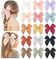 Niceye Fable Girls Hair Bows Cotton Linen Alligator Hair Clips or Little Girls Toddlers Kids Neutral Handmade Hair Accessories - 5.5” bow