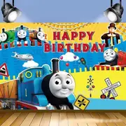 Thomas the Tank Engine Backdrop Birthday Party Supplies Background Photo Banner Decorations