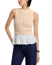 525 Camilia Mixed Media Cable Tank Top