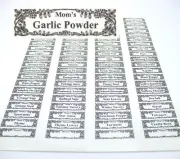 80 SPICE JAR LABELS Hi-Qual. Clear Waterproof Washable "Mom's"