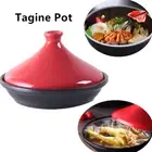 1.2L Tagine Pot Moroccan Red Tagine Pots with Ceramic Cone-Shaped lid Cast Iron