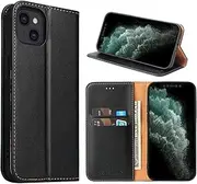 [GoshukunTech] Case for iPhone 13,for iPhone 13 Wallet Cover,6.1 inch,Magnetic Wallet Case Leather Flip Folio Cover with Card Slots-Black