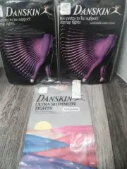 VTG 1984 Danskin Too Pretty To Be Support Tights BLACK, NAVY, NUDE? SIZE A -READ