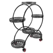 4 Layer 6 Pots Flower Holder Plant Stand Shelf 4-Wheel Free Moving Rack Balcony