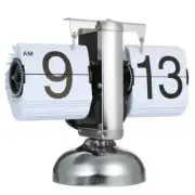 Small Scale Table Clock Retro Flip Over Clock Stainless Steel Flip Internal Gear