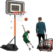Portable Basketball Hoop Outdoor Adult Portable Basketball Stand Steel Stand for Kids, Basketball Goal with 7.1-8.9ft Adjustable Height Basketball Hoop System Basketball Stand for Teens