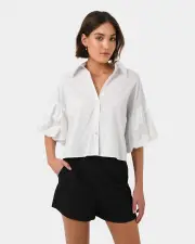 Cali Puff Sleeve Crop Shirt