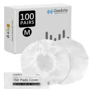 Geekria 100 Pairs Disposable Headphone Ear Covers (M / White)