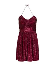 Saint Laurent Sequinned Mini Dress red