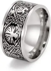 Tree of Life Odin's Raven Vintage Ring Viking Celtic Knot Rings Ancient Nordic S