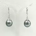 Classic Baroque Tahitian Pearl Dangle Earrings – 14k White Gold