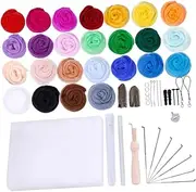 LALAFINA Australian Wool Felt Kit (2g/) DIY Felting Tool Set Wool Felt Stamp Material