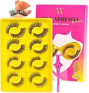 Self Adhesive Eyelashes Lash Clusters 8 Pairs Reusable Adhesive Eyelashes,No Glue Needed,No Sticky Residue Lashes with Tweezers for Diy Lashes Extension at Home by WLFRHD(4Styles,D-Mix8-18mm Kit)