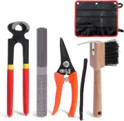 Glarks 5Pcs Professional Farrier Tool Kit, Hoof Nippers Hoof Rasp Hoof Trimming