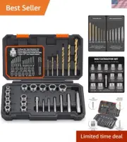 Versatile 26-Piece Extractor Set: HSS Bits, Spiral Extractors, & Impact Adapter