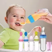 Squeezing Feeding Silicone baby bottle with rice spoon for safe infant feeding