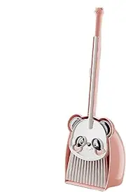 Brush and Pan Set - Kids Broom and Dustpan Set | Panda Toddler Broom and Dustpan Combo | Little Housekeeping Helper | Sweeping Brush and Upright Standing Dust Pan | Children Small Cleaning Toys