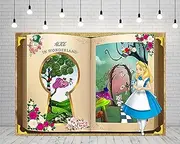 ZHJCXYQQK Alice in Wonderland Backdrop for Birthday Party Supplies 5x3ft Book Story Photo Backgrounds Alice Theme Baby Shower Banner for Birthday Decoration